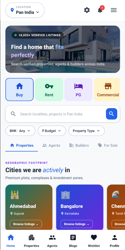 Property Listing App Home Screen